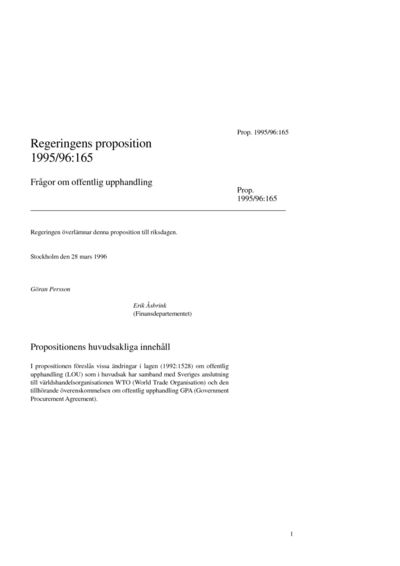 Omslaget till prop. 1995/96:165