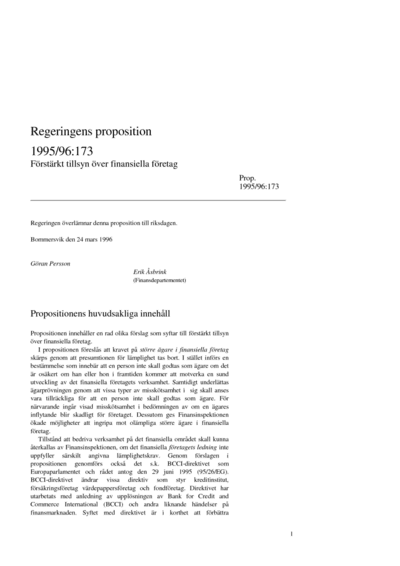 Omslaget till prop. 1995/96:173