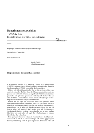 Omslaget till prop. 1995/96:176