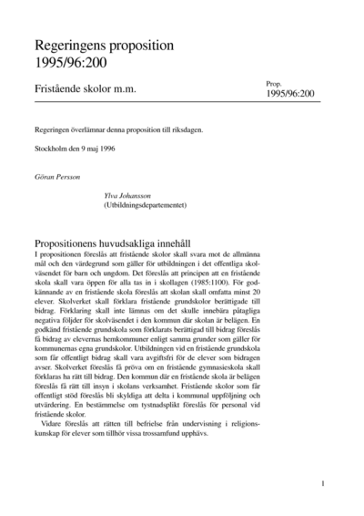 Omslaget till prop. 1995/96:200