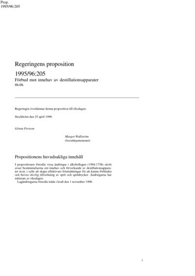 Omslaget till prop. 1995/96:205