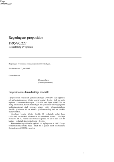 Omslaget till prop. 1995/96:227