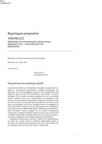 Omslaget till prop. 1995/96:232