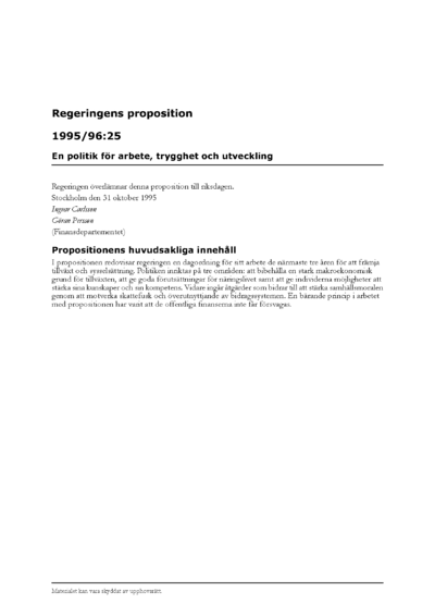 Omslaget till prop. 1995/96:25