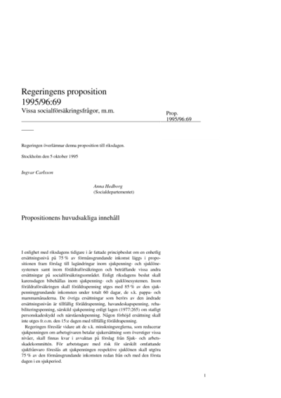 Omslaget till prop. 1995/96:69
