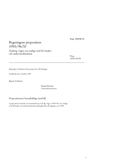 Omslaget till prop. 1995/96:70