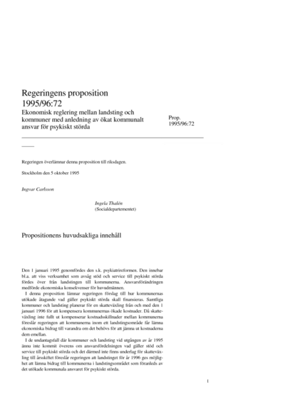 Omslaget till prop. 1995/96:72