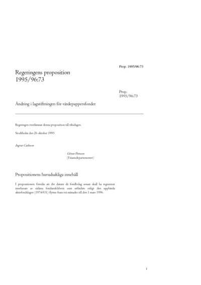Omslaget till prop. 1995/96:73