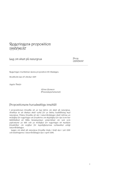 Omslaget till prop. 1995/96:87