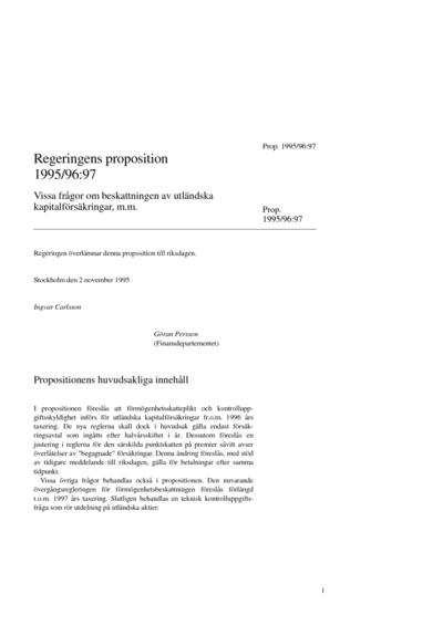 Omslaget till prop. 1995/96:97