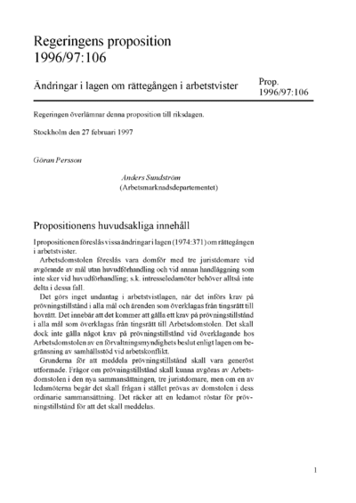 Omslaget till prop. 1996/97:106