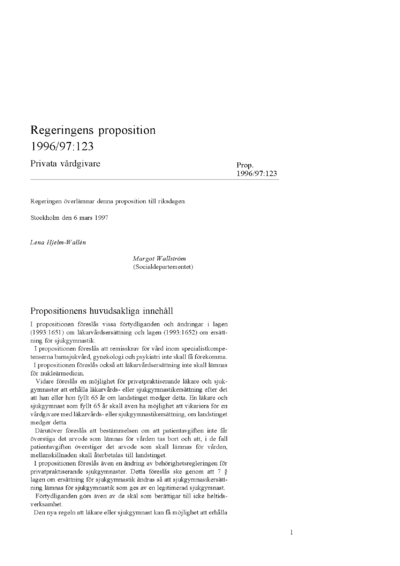 Omslaget till prop. 1996/97:123