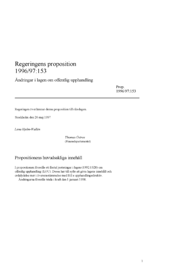 Omslaget till prop. 1996/97:153