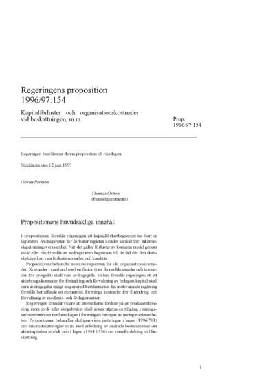 Omslaget till prop. 1996/97:154