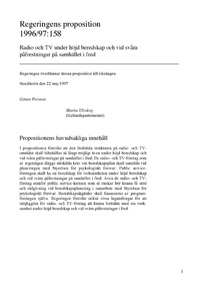 Omslaget till prop. 1996/97:158
