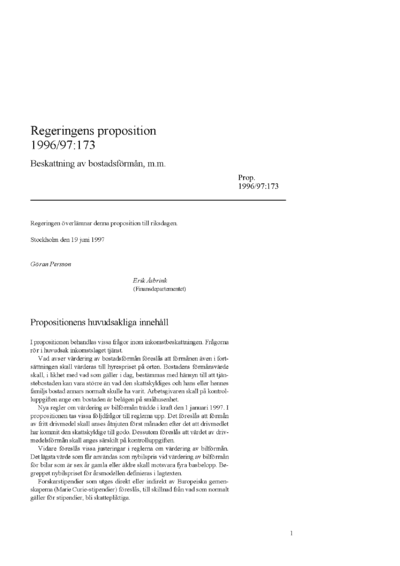 Omslaget till prop. 1996/97:173