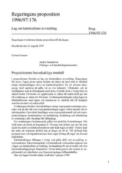 Omslaget till prop. 1996/97:176