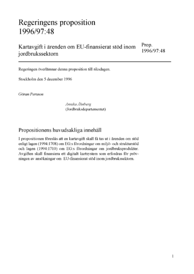 Omslaget till prop. 1996/97:48