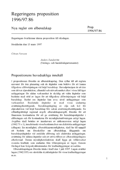 Omslaget till prop. 1996/97:86