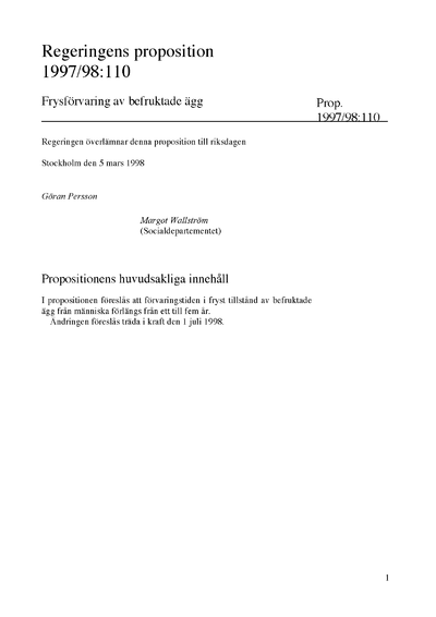 Omslaget till prop. 1997/98:110