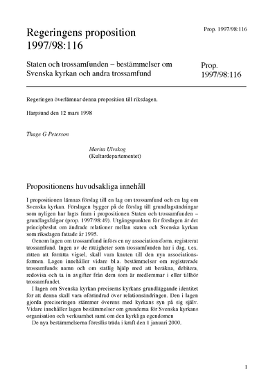 Omslaget till prop. 1997/98:116