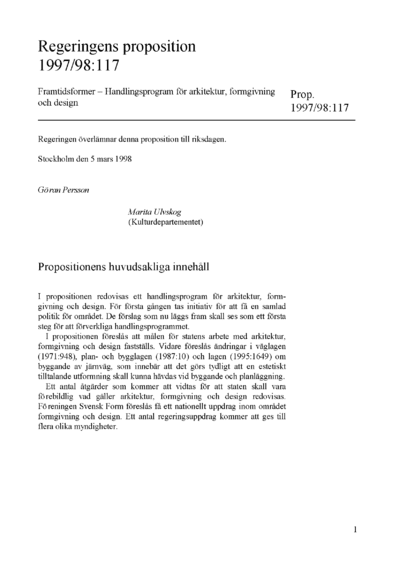 Omslaget till prop. 1997/98:117