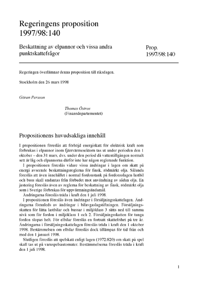 Omslaget till prop. 1997/98:140