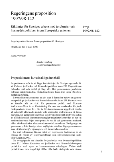 Omslaget till prop. 1997/98:142