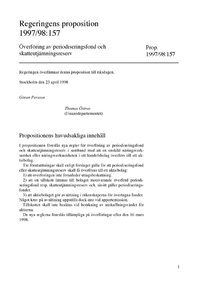 Omslaget till prop. 1997/98:157