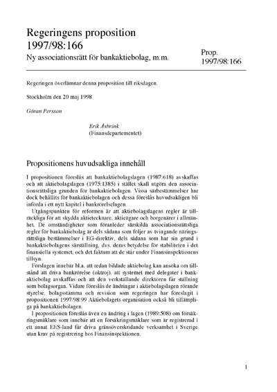 Omslaget till prop. 1997/98:166