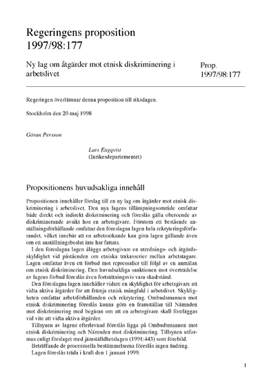 Omslaget till prop. 1997/98:177