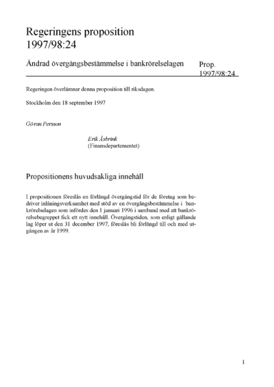 Omslaget till prop. 1997/98:24