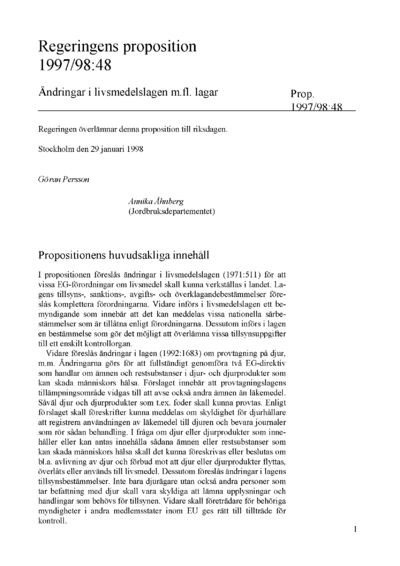 Omslaget till prop. 1997/98:48