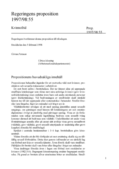 Omslaget till prop. 1997/98:55