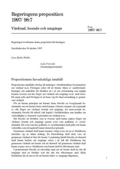 Omslaget till prop. 1997/98:7