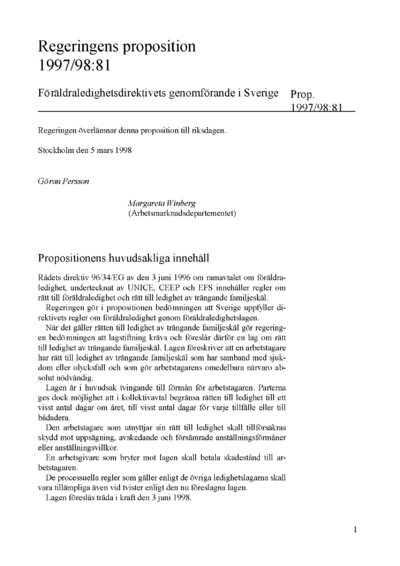 Omslaget till prop. 1997/98:81