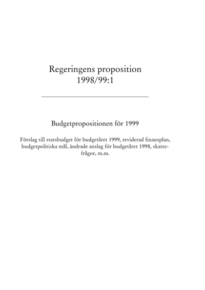 Omslaget till prop. 1998/99:1