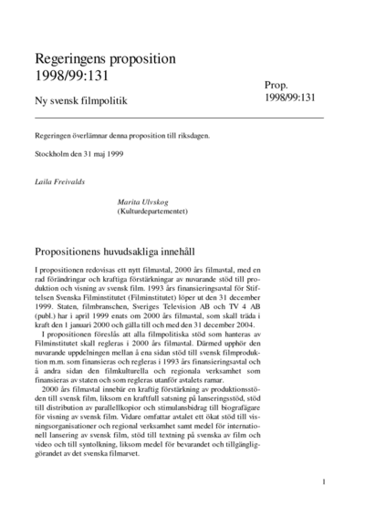 Omslaget till prop. 1998/99:131