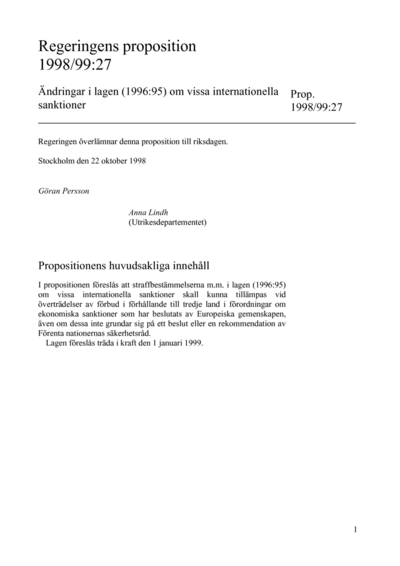 Omslaget till prop. 1998/99:27