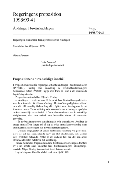 Omslaget till prop. 1998/99:41