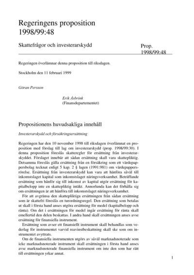 Omslaget till prop. 1998/99:48