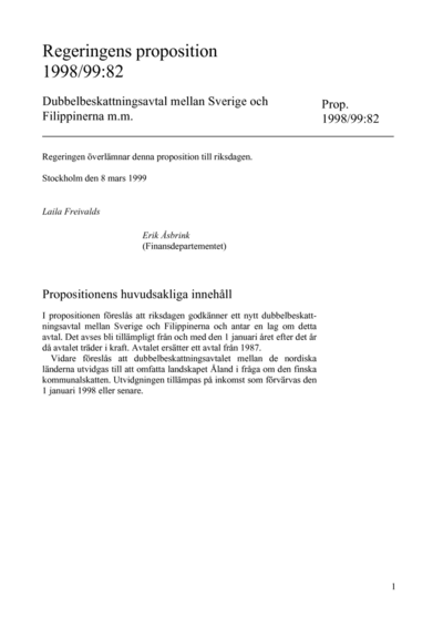 Omslaget till prop. 1998/99:82