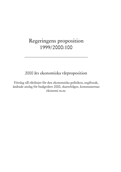 Omslaget till prop. 1999/2000:100