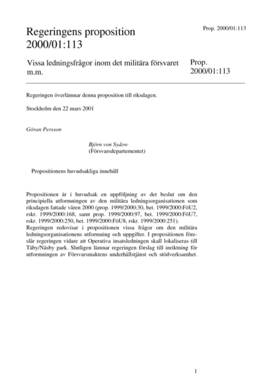Omslaget till prop. 1999/2000:113