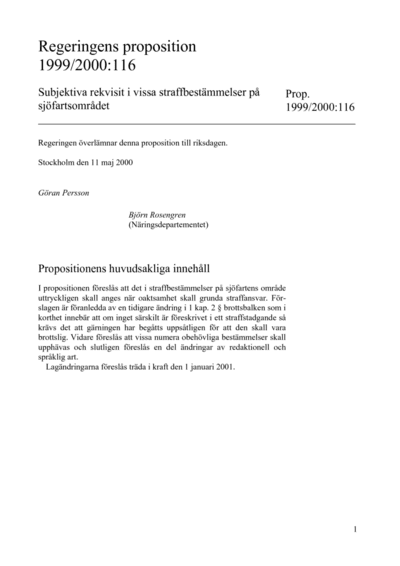 Omslaget till prop. 1999/2000:116