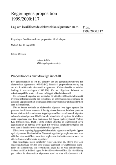 Omslaget till prop. 1999/2000:117