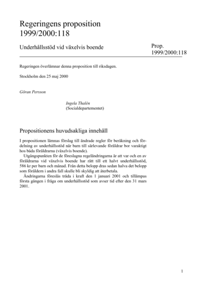 Omslaget till prop. 1999/2000:118