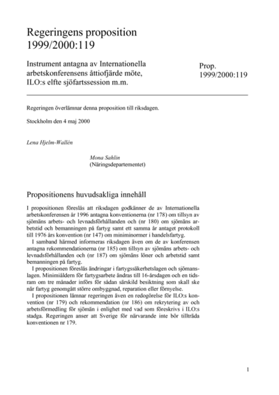 Omslaget till prop. 1999/2000:119