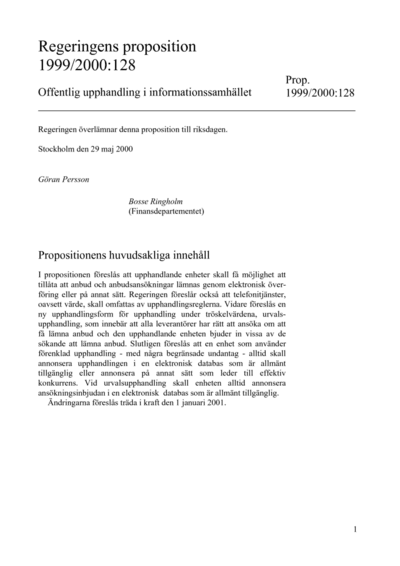 Omslaget till prop. 1999/2000:128