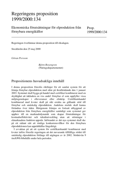 Omslaget till prop. 1999/2000:134